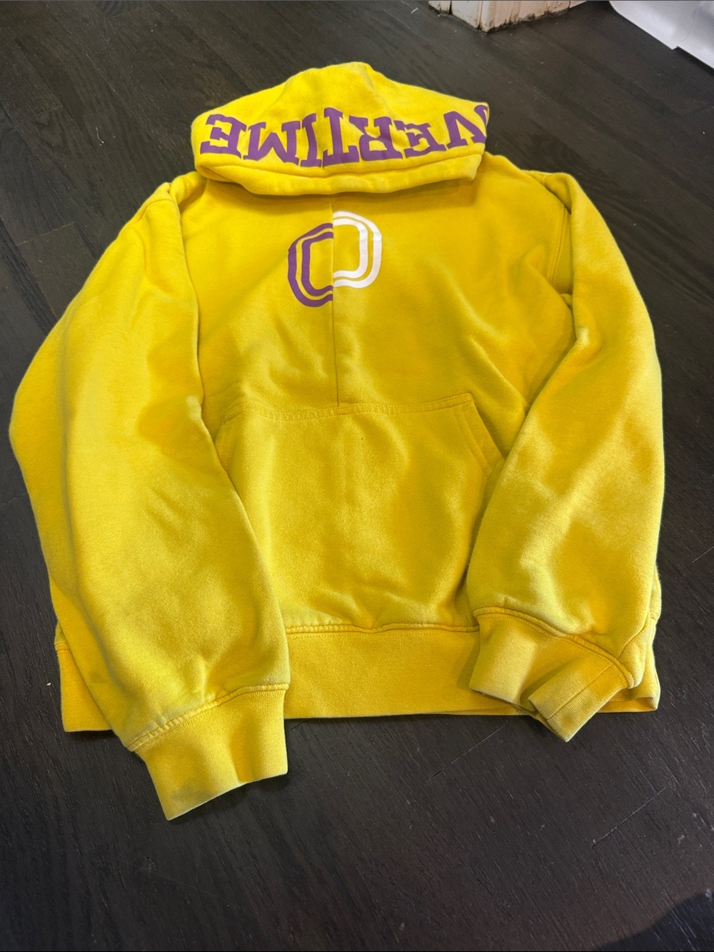 Overtime Yellow Kids Hoodie with Purple Trim